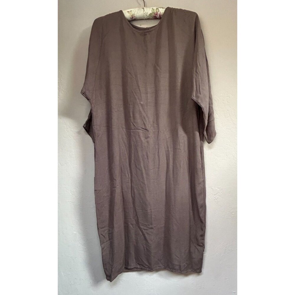 Bel Kazan Womens Medium 3/4 Dolman Sleeve Casual Midi Dress Rayon Brown Pullover